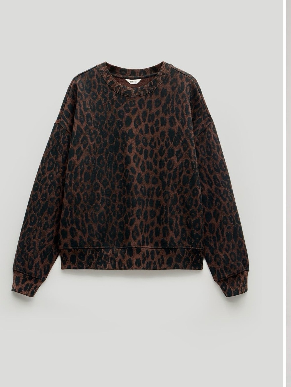 Leopard-Print Crewneck Sweater in Brown/Black